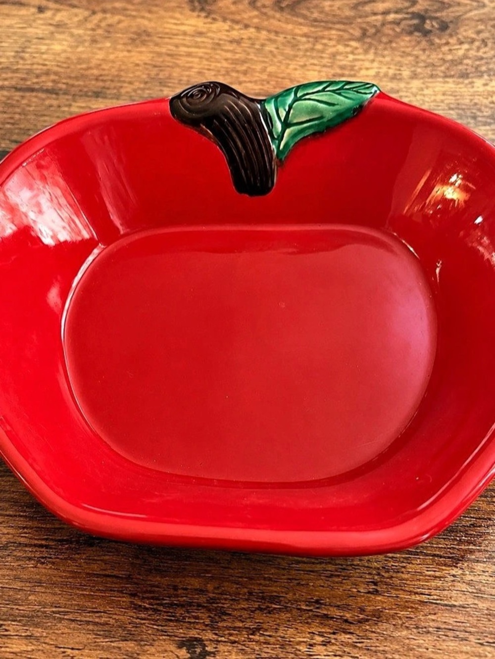 World Market Red Apple Hand Painted Figural Serving Bowl